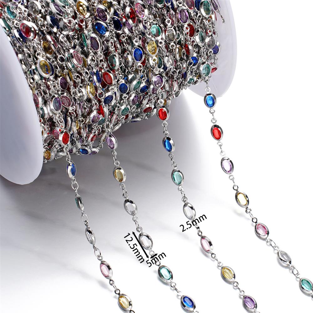1Meter Copper Chain With Crystal Beads Chain DIY Necklace Bracelet For Jewelry Making Supplies