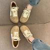 Women's round toe platform shoes satin material casual vulcanized shoes 2025 new style non-rubbing sports shoes