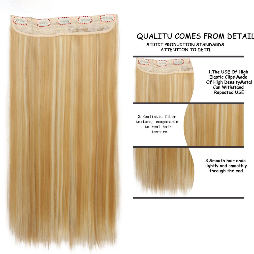 MERISIHAIR Langt rett syntetisk hårforlengelse 5 klips inn høytemperatur 22 tommer 120 g fiberhår for kvinner