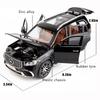 1/24 skala Diecast bilmodell Benz GLS63 AMG Alloy samleobjekt Pull Back Lekebil med lys og lyd Lekekjøretøy for voksne gutter Gave