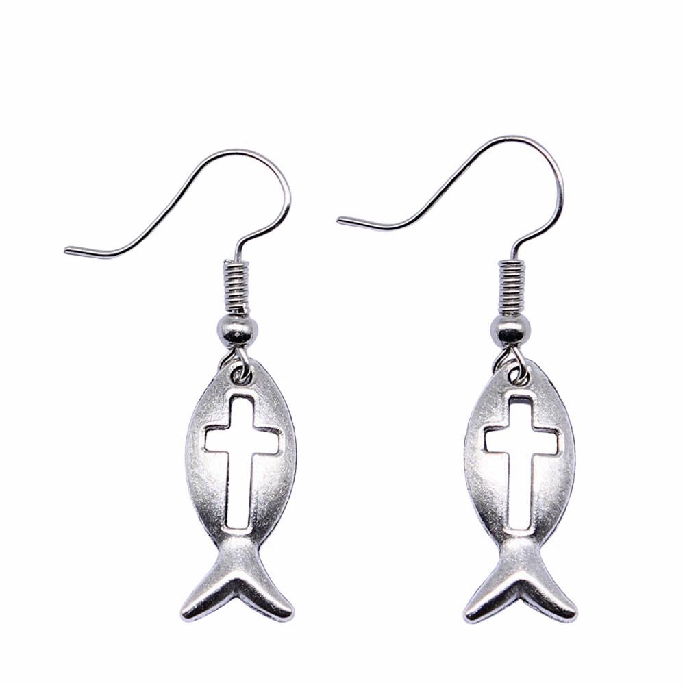 Cross Dangle Earrings Minimalist Gothic Christian Symbol Drop Earrings Girl Jewelry