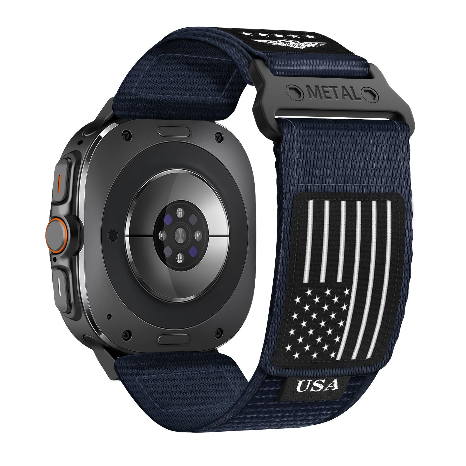 

Strap For Samsung Galaxy Watch 7 Ultra 47mm accessories Sport Fabric Rugged Nylon bracelet correa Galaxy watch Ultra band 47 mm Galaxy watch 7 Ultra&XL midnight синього кольору