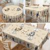 Cat-Themed Round/Rectangular Tablecloth, Cute Kitten And Paw Print Design, Suitable For Family Dining Tables