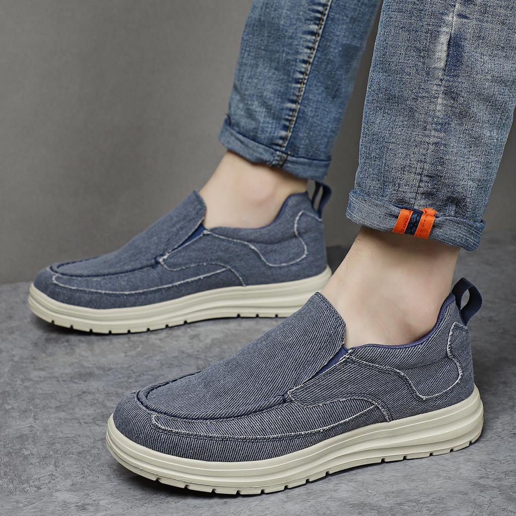 Men Casual Canvas Shoes Mens Loafers Breathable Slip On Flats Male Vulcanized Shoes Driving Shoes Walking Sneakres