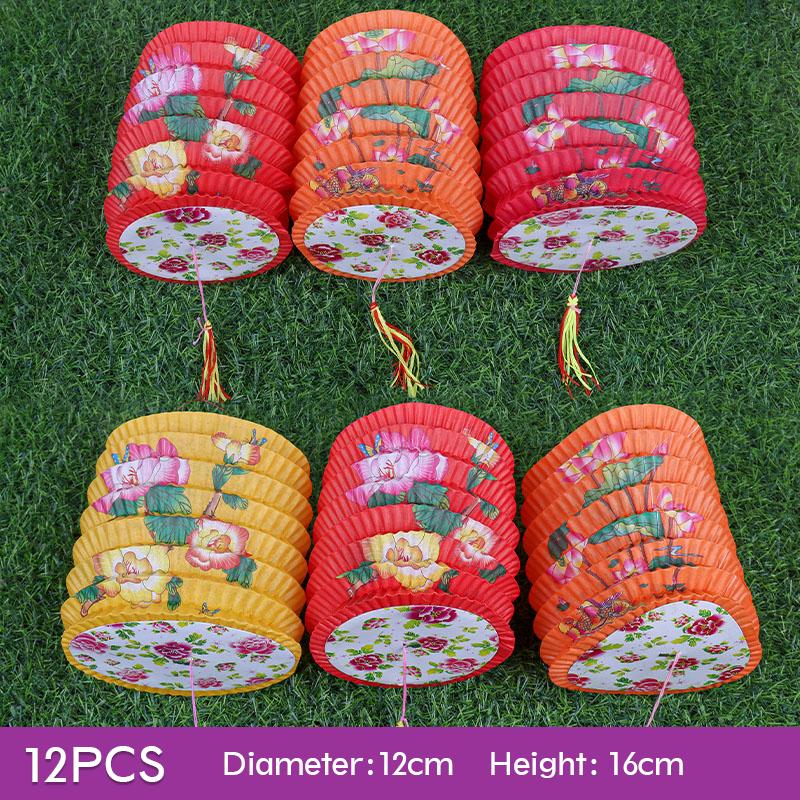 10/12pc Traditional Mid-autumn Festival Hanging Paper Lantern Folding Organ Design Chinese Style Festival Decor Portable Lantern
