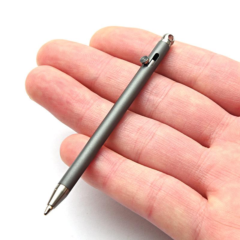Creative Titanium Mini Bolt-Action Keychain Pen - Portable Travel Ballpoint Signature Pen