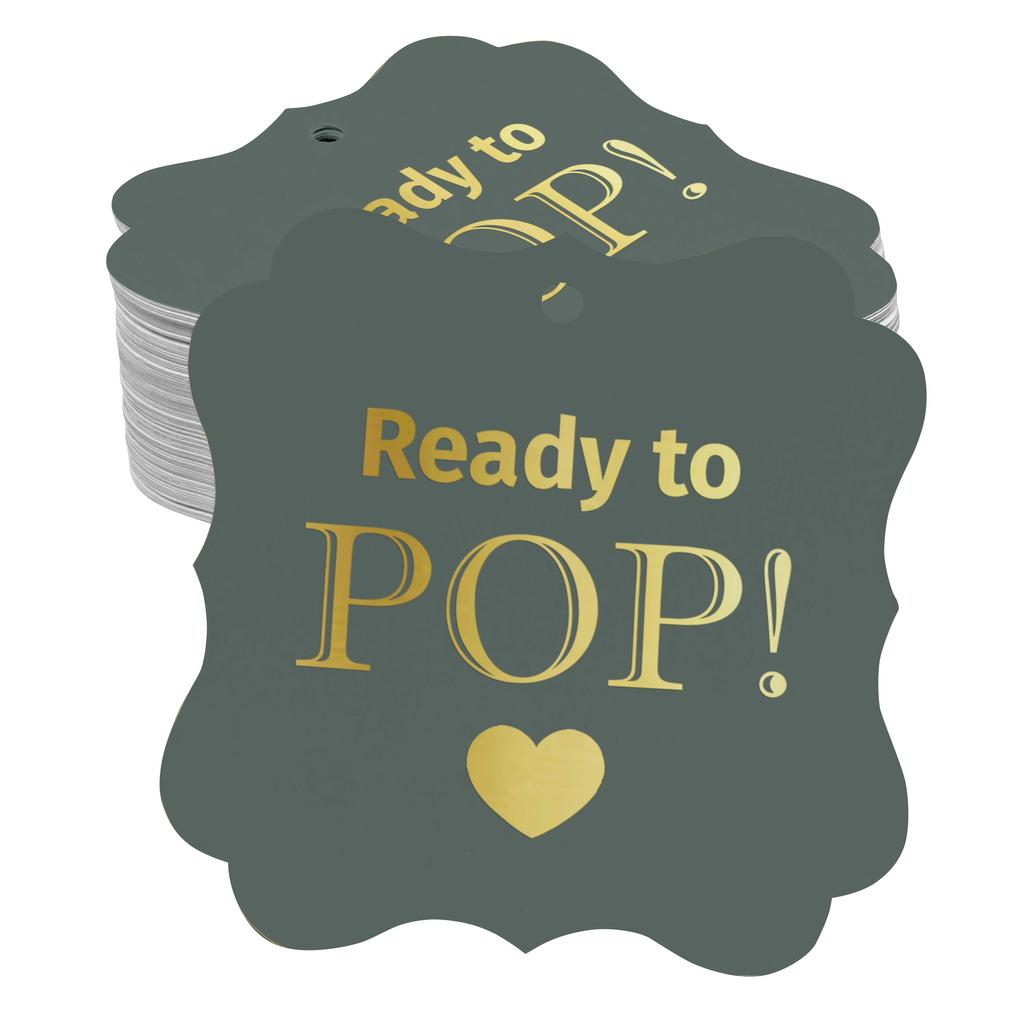 Inkdotpot Real Gold Foil Ready To Pop Baby Shower Tags Favor Bracket Shape Hang Pack Of 100 Paper