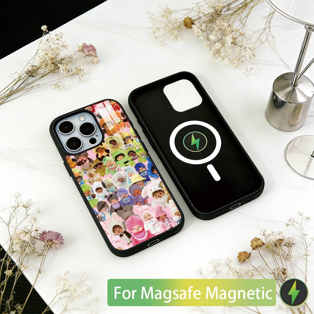 

Cute M-Monchhichis Phone Case For iPhone17,16,15,14,13,12,11 Plus,Pro Magnetic For Magsafe Wireless Charging iPhone15Pro