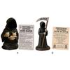 Emotional Support Grim Reaper Figurine with Support Card Gothic Skeleton Statue Desktop Ornament for Halloween Home Office Decor