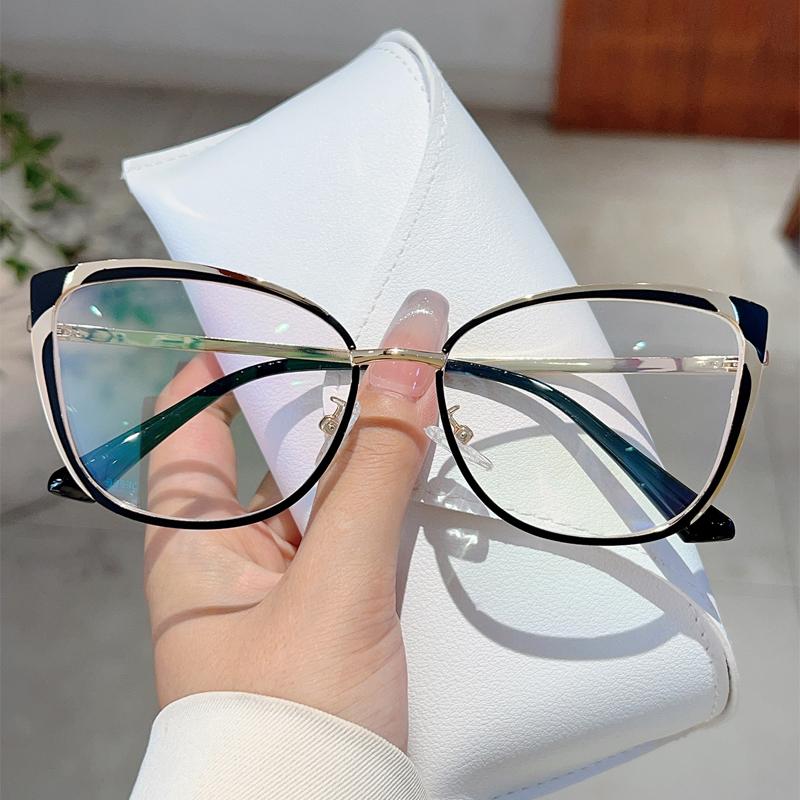 

KAMMPT Oversized Cat Eye Glasses Women 2024 New Vintage Design Decorative Eyewear Trendy Fashion Blue Light Blocking Eyeglasses