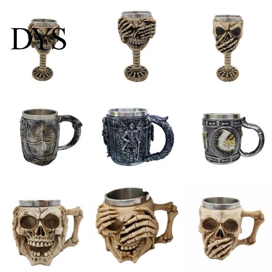 Kubek Wodny Stal Nierdzewna Kubek Halloween Piwo Żywica 3D Kielich Z Wzorem Czaszki i Piszczeli Kawa Prezent