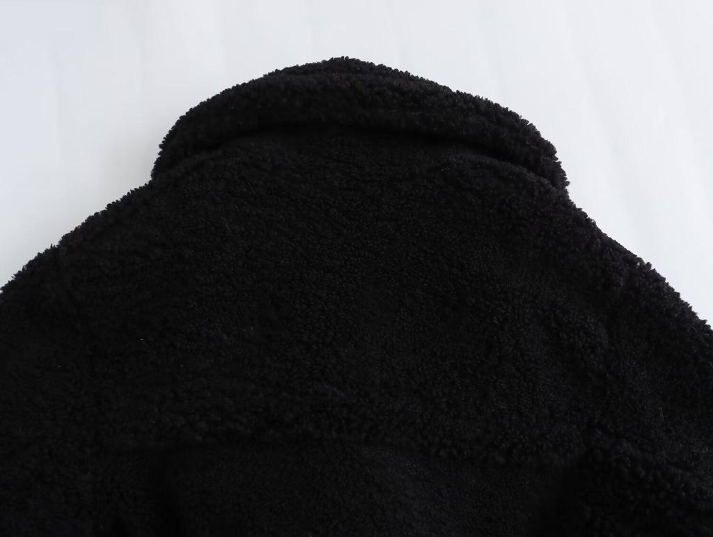 Europäischer und amerikanischer Damen Herbst- und Winterfleece Street Fashion Langer Mantel