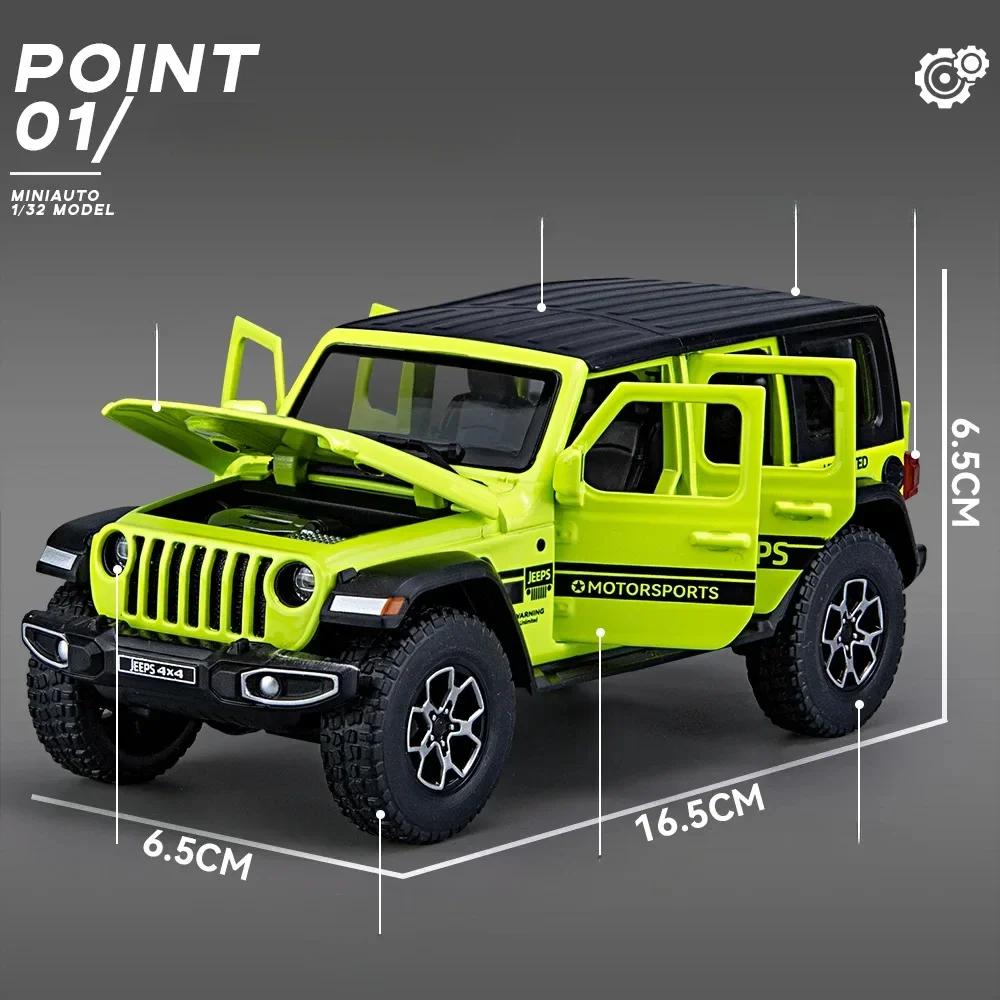1:32 Jeep Wrangler Rubicon Off-road car Alloy Model Car Toy Diecasts Metal Casting Sound and Light Car Toys For Children Vehicle ALR1