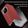 For Oppo Find N6 Nappa PU Leather Case Dual Hinge Camera Protection Hand Strap Finger Grip Strap Holder Flip Cover