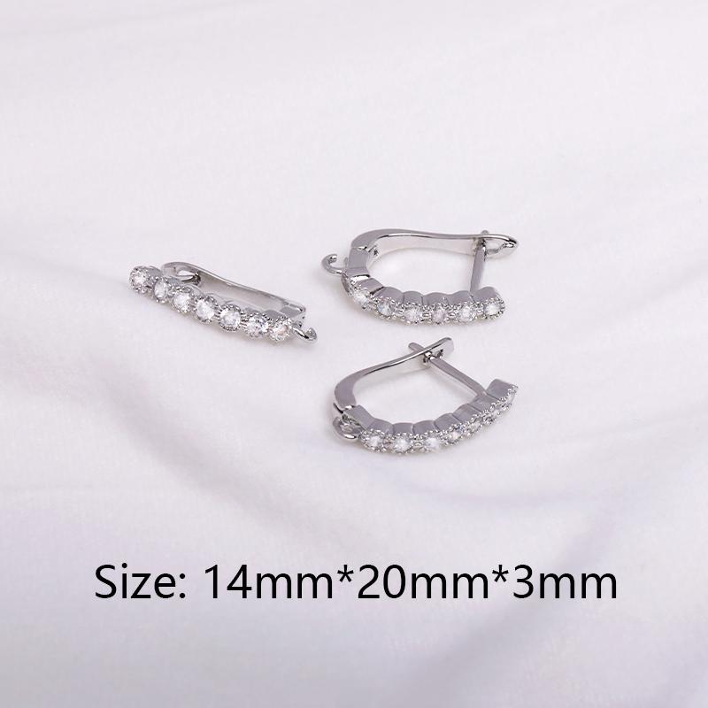 Earring Making Supplies 18K Gold Plated Inlaid Zircon Earring Hooks With Open Jump Ring,DIY Jewelry Accessories Wholesale