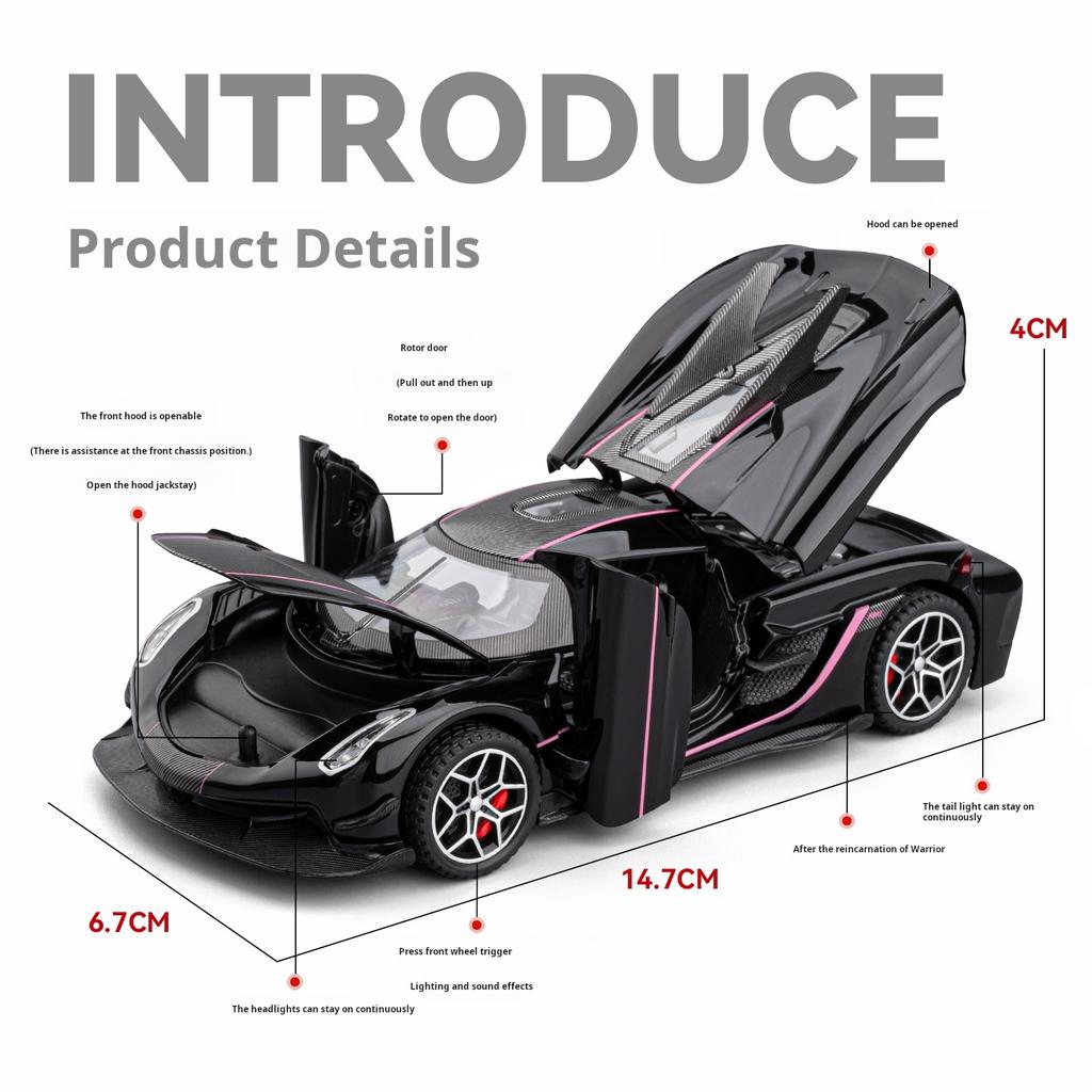 1:32 Koenigseg Jesko Model Car Alloy Simulation Super Car Racing Car Model Boys Toy Desktop Decoration Gift Light & Sound