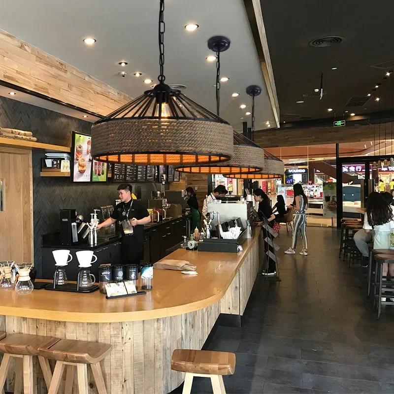 Lampă Suspendată cu Pandantiv din Frânghie de Cânepă Clasică Lustră pentru Plafon Candelabru Clasic Retro Antic Industrial Fier Lumină pentru Sală de Mese