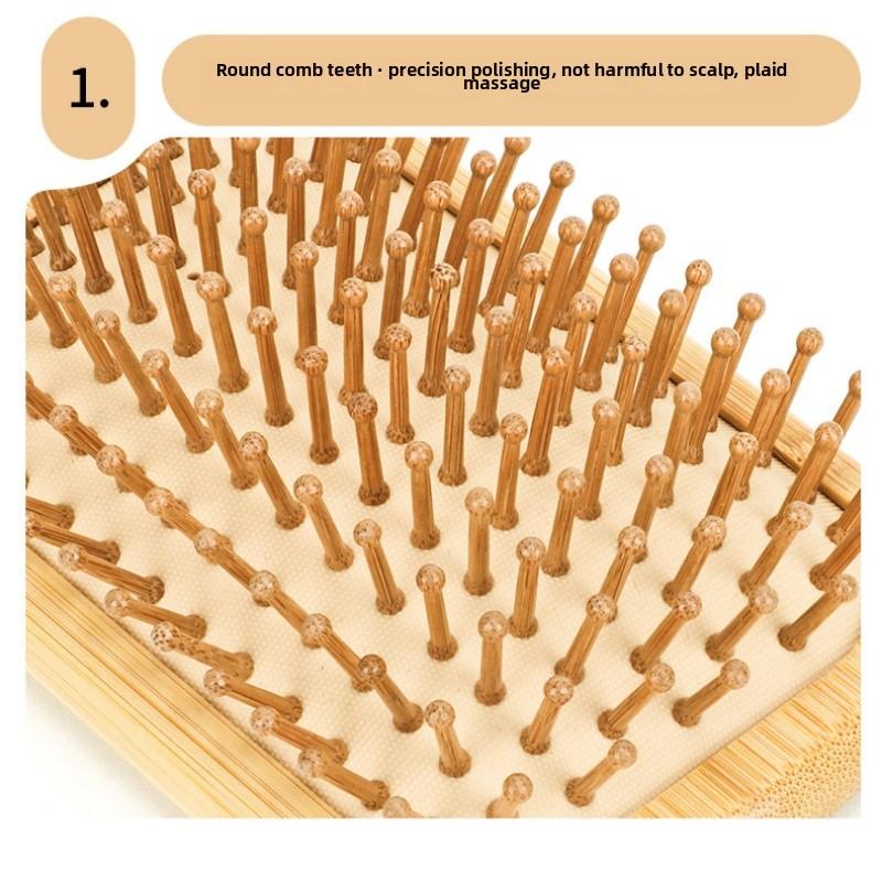 1 Pc Natural Bamboo Comb Paddle Detangling Hairbrush , Scalp massage comb , Wide-tooth comb No Bristle , Suit for Women Men Kids