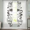 Coffee Tulle Curtains For Living Room Decoration Modern Chiffon Sheer Voile Kitchen Curtain