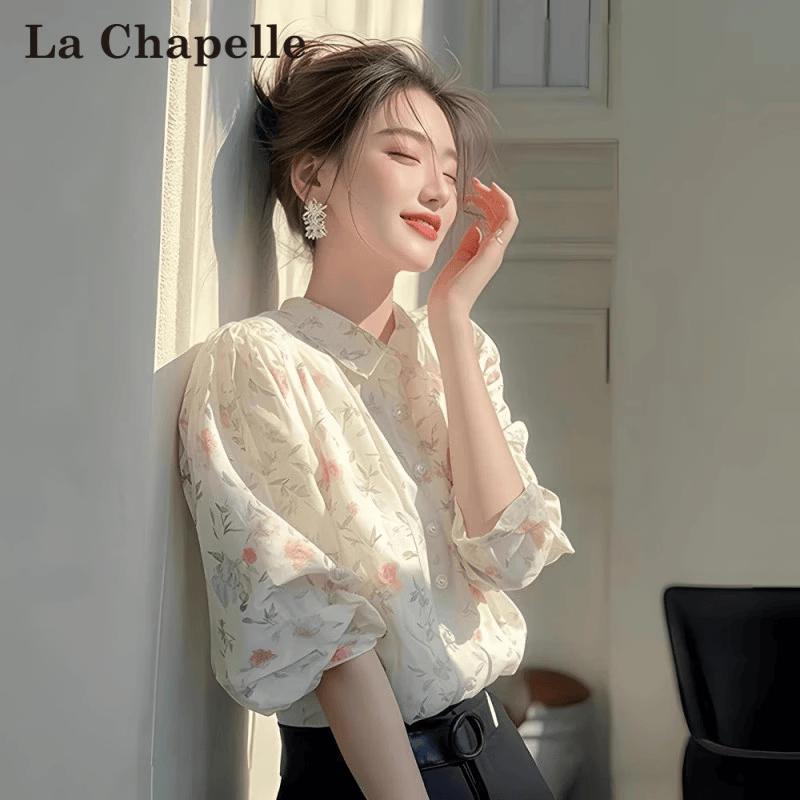 

La Chapelle 2026 S/S Lapel Seven-Quarter Sleeve Blouse L
