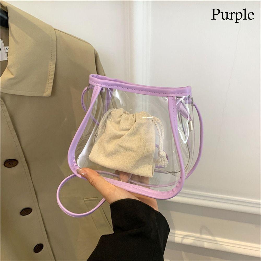 Transparent Shoulder Bag Daily Small Candy Color Clear Jelly Bag PVC Messenger Bag Women Girls