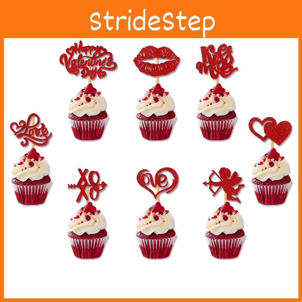 Valentines Day Cake Toppers With Paper Flags For Festive Presentation Dessert