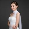 Seethrough Sheer Bridal Veils with Rhinestones Decors for Outdoor and Indoor Event Bride Shawl Wrap for Wedding Dresses