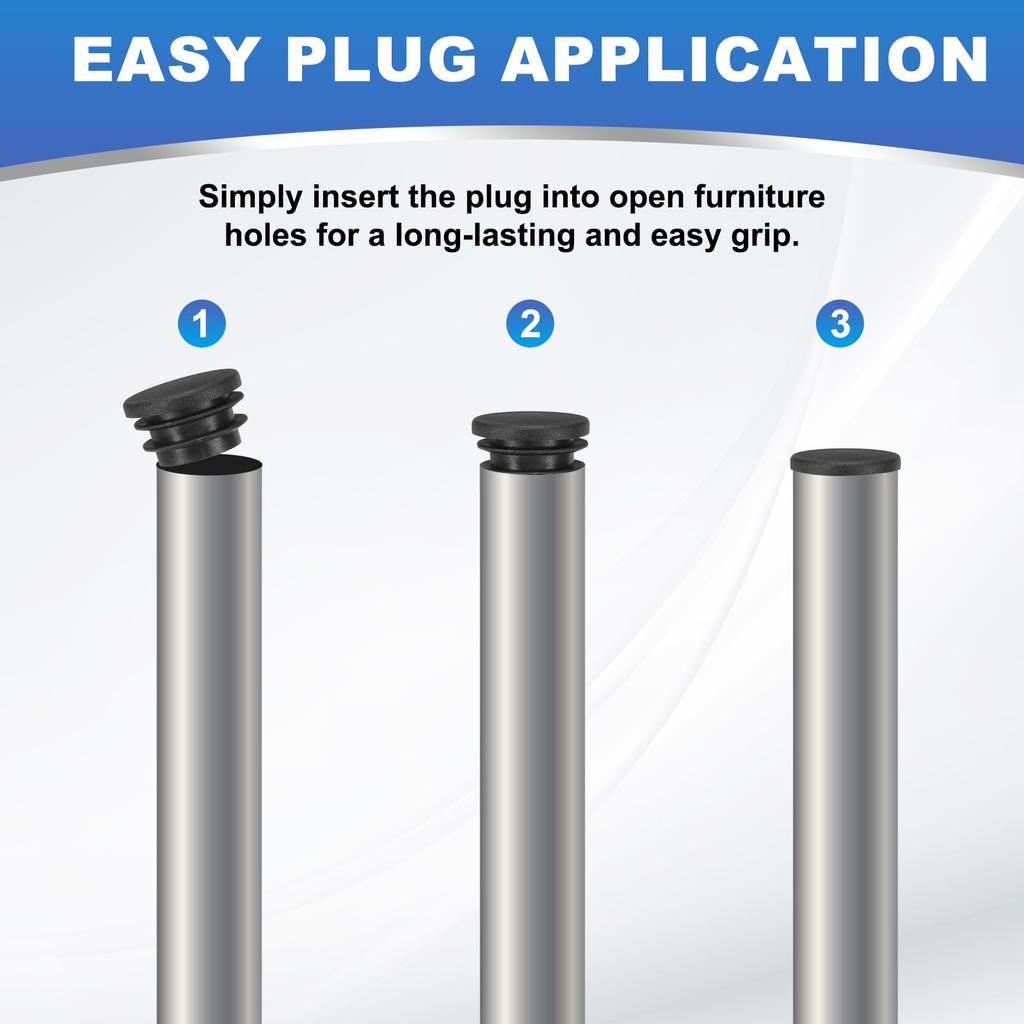 PATIKIL 1-3/4" Kunststoffrohrkappen, 10 Stück Runde Lochstopfen für runde Eisenrohr-Stuhlbeine, Tische, Regale und Gartenmöbel, Schwarz
