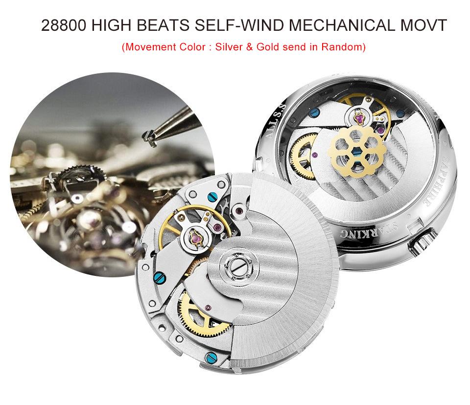 Orologio meccanico automatico da uomo Starking impermeabile con quadrante grande