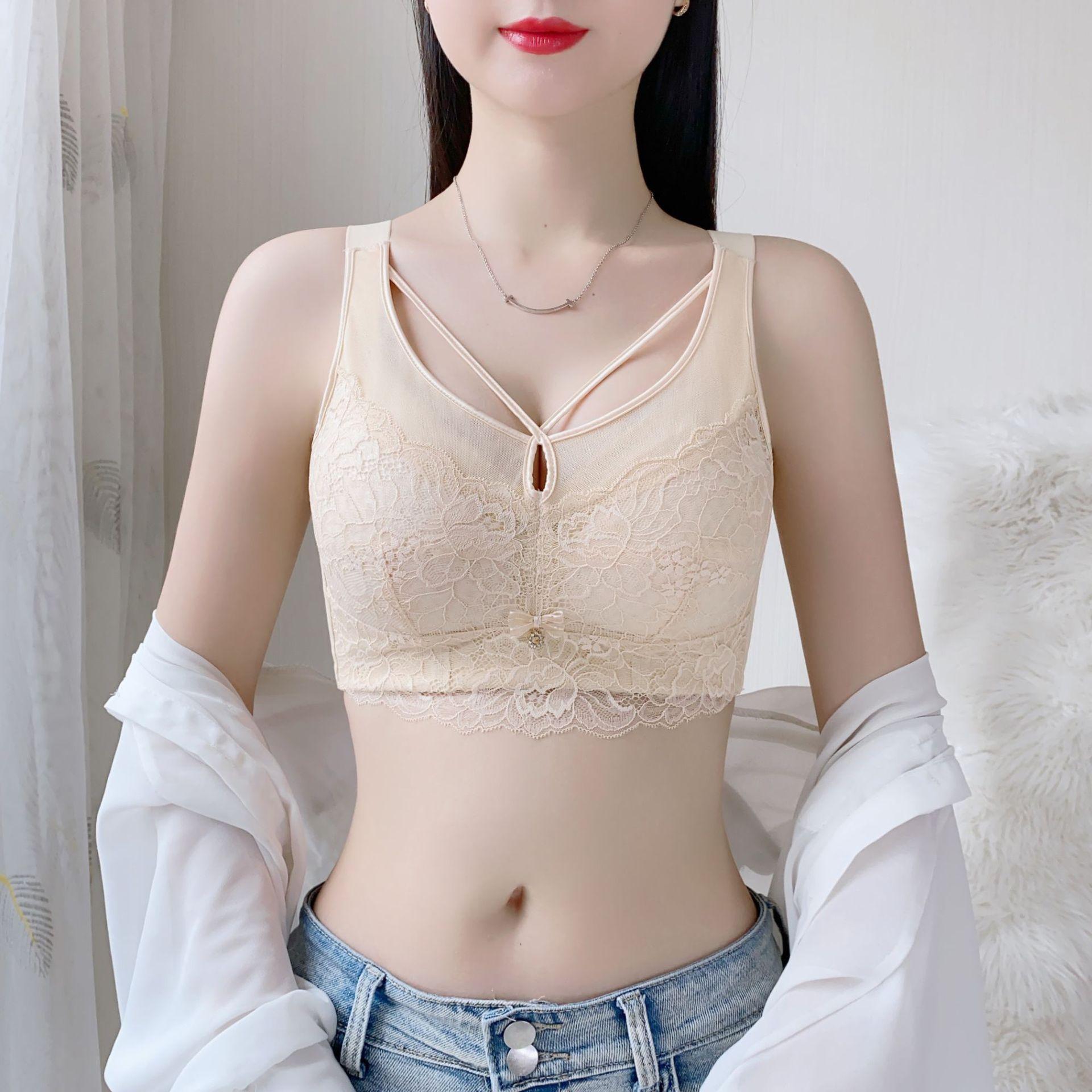 

Кружевное нижнее белье Женский регулируемый бюстгальтер Тонкий дышащий собирающий и бесшовный бюстгальтер Пуш-ап 50/115E бежевый