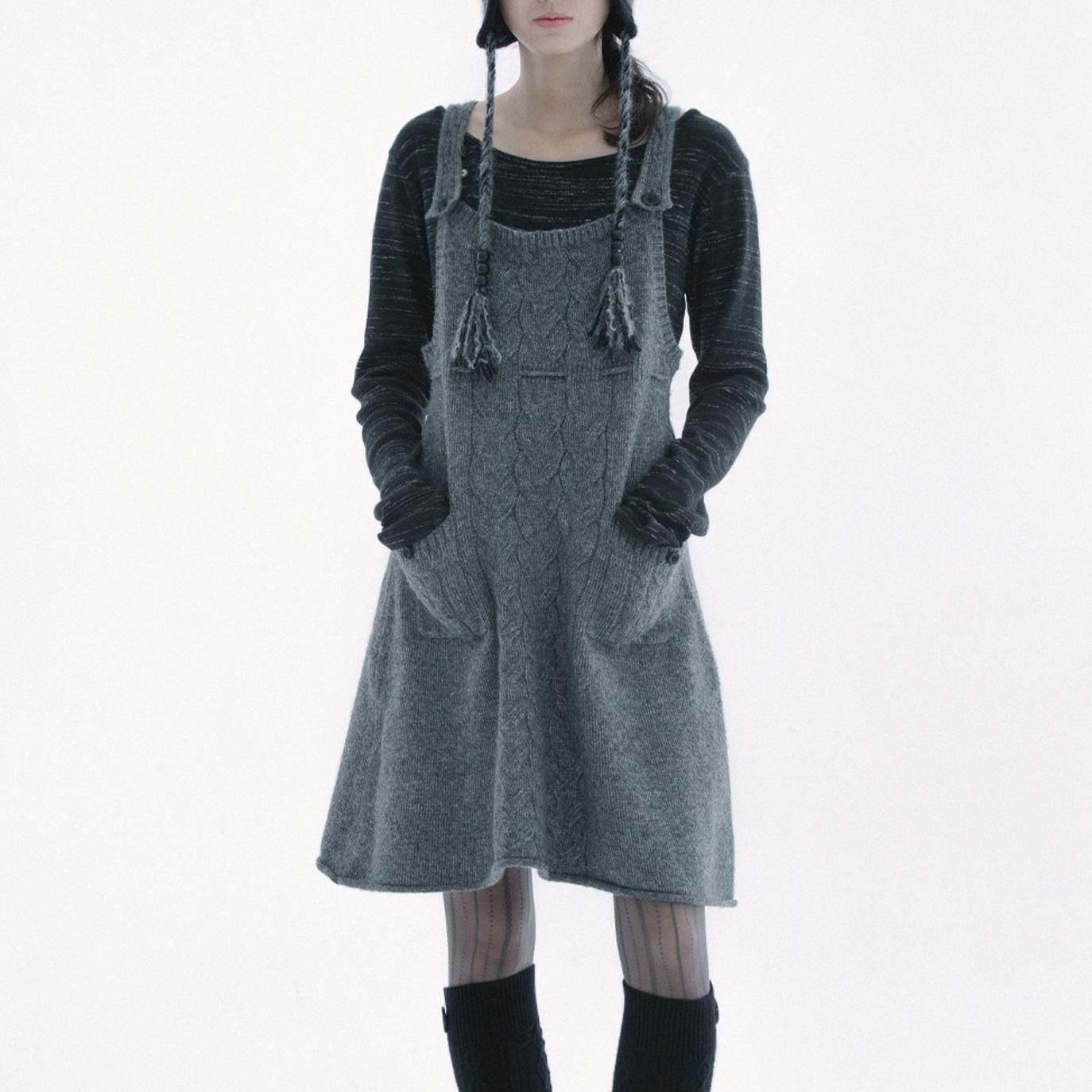 

В наличии: Hugyourski Винтажное миди-платье-свитер крупной вязки в корейском стиле для женщин Medium