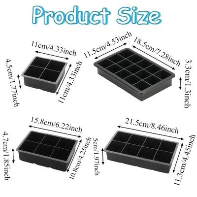 4/6/8/15 Grids Silicone Ice Cube Mold Big Square Ice Cube Tray Mold DIY Homemade Keep Drinks Juice Bar Pub Party Ice Cube Mold