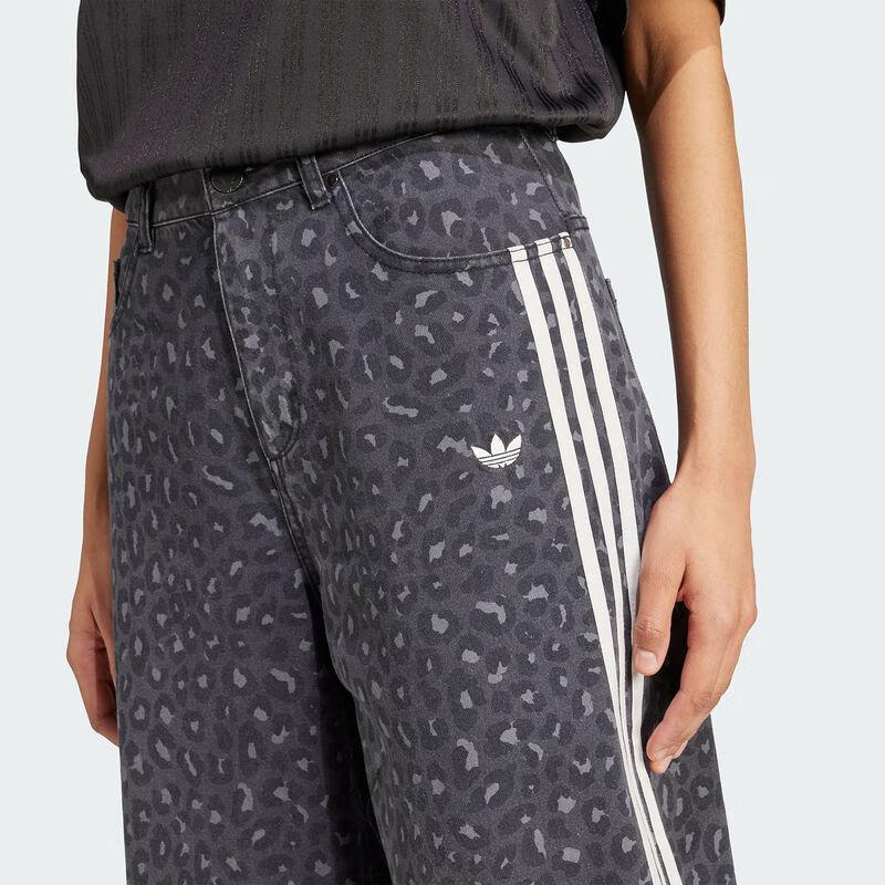 adidas Originals Denim Loose Pants Leopard Print Black Women KA2679