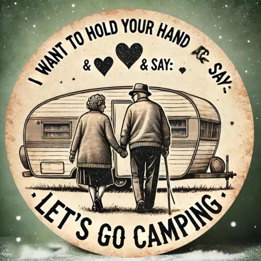Camping Retro Aluminum Wall Art Heart Design Vintage Camper Van Sign Home Decor