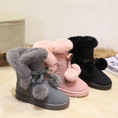 Warme Pelz Frauen Schnee Stiefel Nette Wildleder Winter Schuhe Pelz Ball Mid-Kalb Stiefel Weibliche Mode Stiefel Nicht-slip Schnee Casual