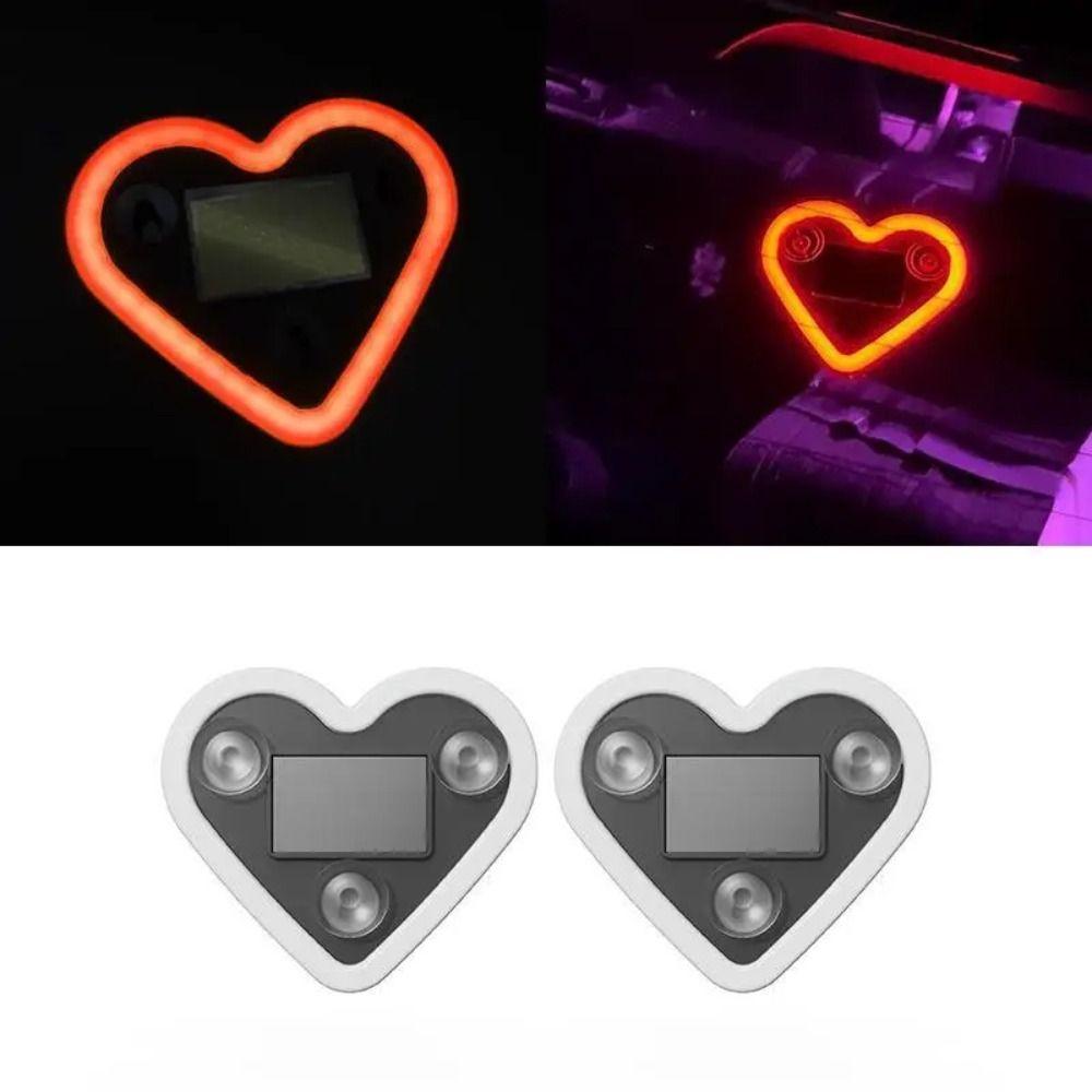 Wireless Heart-shaped Neon Light Solar Energy Car Interior Atmosphere Lamp Rear Window