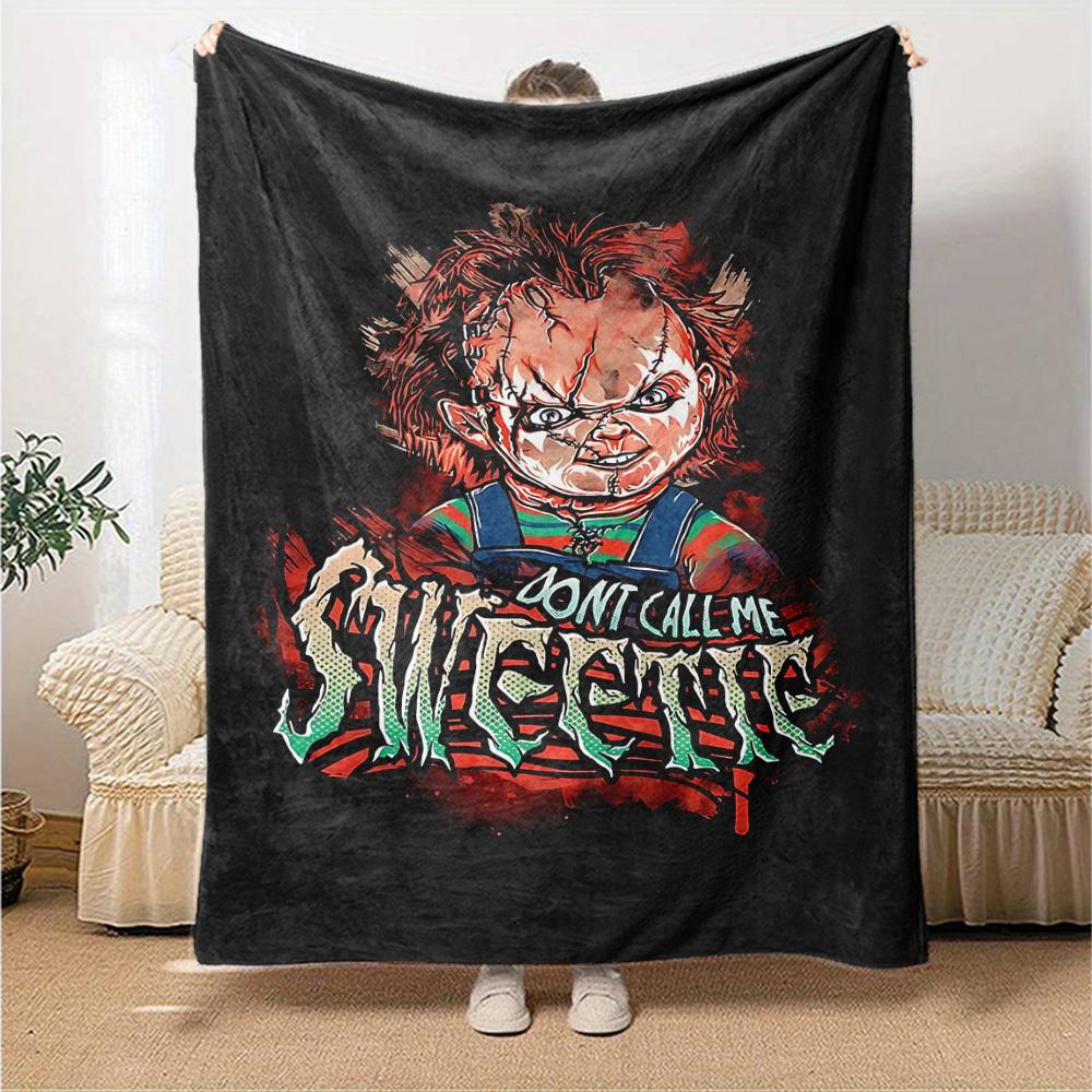 1pc Chucky Sweetie Throw Blanket Soft Flannel, Cozy All Season Polyester Perfect for Home, Office