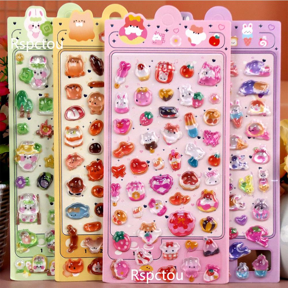 Autocollant Animal Cartoon Kawaii 3D Mignon Amusant DIY Autocollants Cristal 3D Gaufrés pour Scrapbook Journal Papeterie Décoration
