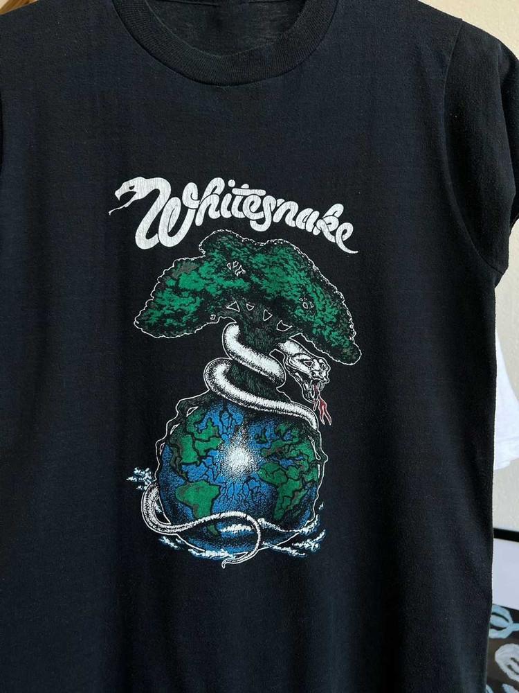 Черная футболка с логотипом группы Whitesnake Хлопок Полный размер Унисекс S-5XL TU031 Унисекс футболка S