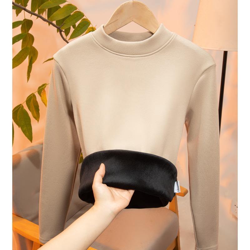 Autumn and Winter Women's Bottoming Shirt Padded Thickened Modal Semi-high-necked Bottoming Shirt Within The Long-sleeved Tight Mid-neck Blouse