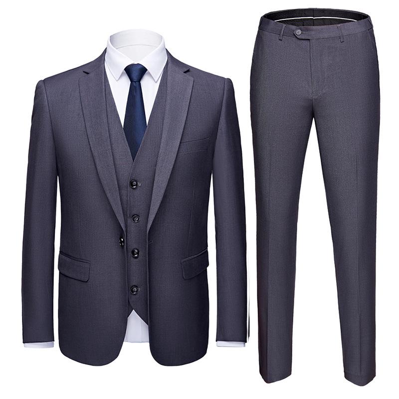 Men's Korean Style Slim Fit Wedding Tuxedo Three-Piece Suit