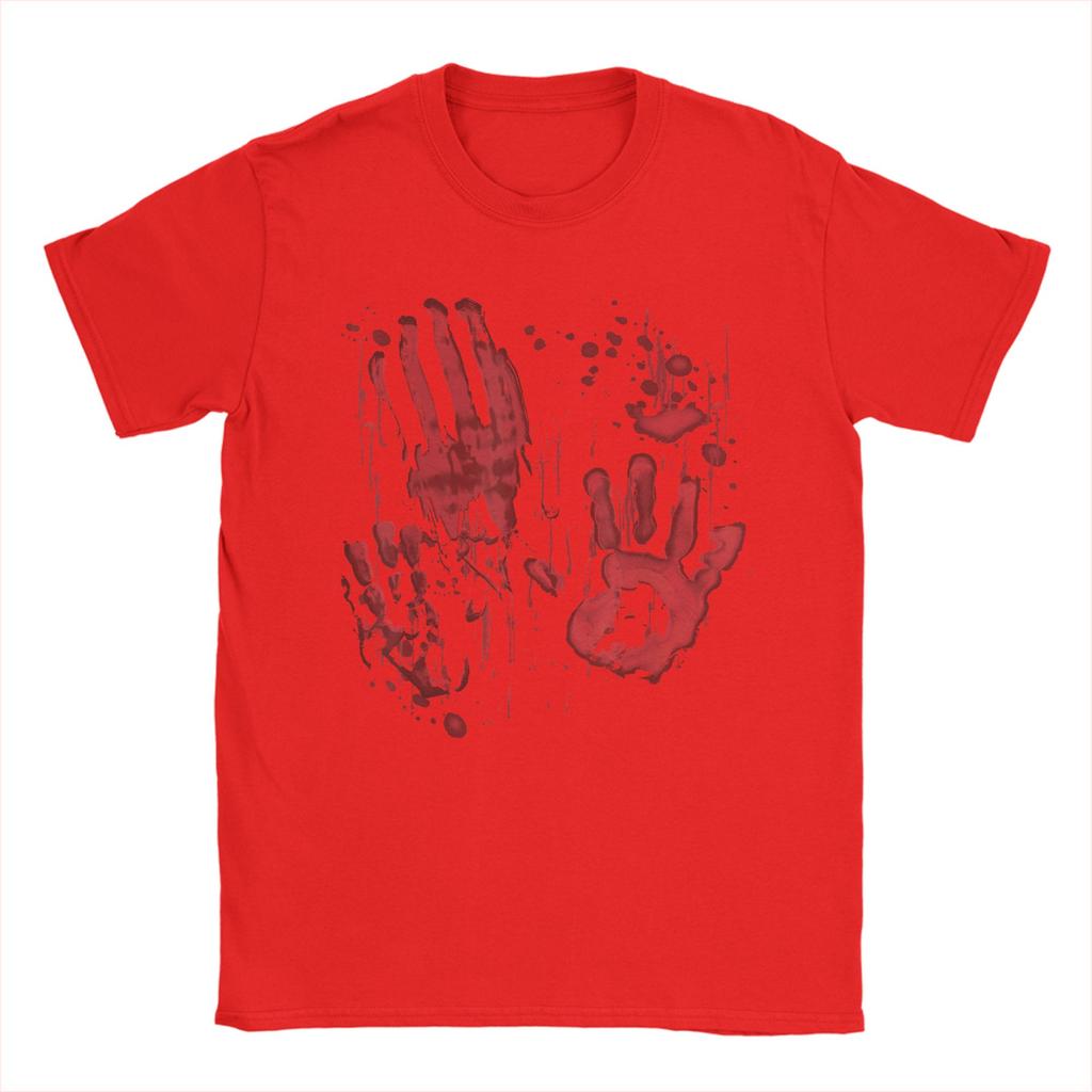 Bloody Hands Blood Splatter Zombie Men T Shirt Handprints Tees Short Sleeve Crew Neck T-Shirts 100% Cotton New Arrival Clothes