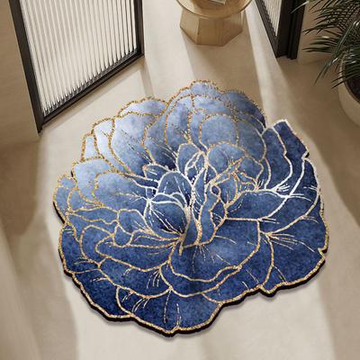Bodenmatte 3D Blumendesign Rutschfeste Verschleißfeste Rückseite Schnelltrocknende Drainagematte Badezimmer Eingangsteppich