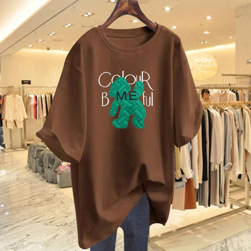 

Summer New Fashion Versatile Letter Printed Crew Neck Loose T-Shirt Short Sleeve Casual Top Bottom Shirt XXXL