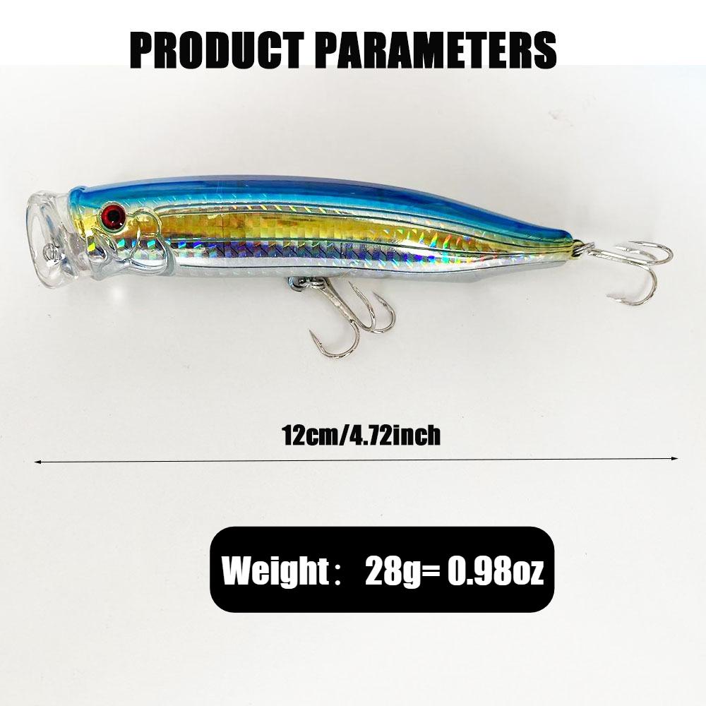 Fishing 28g Wire-Integrated Reinforced Popper Lure, Surface Splash Bait, Long-Casting Floating Type Seabass Lure