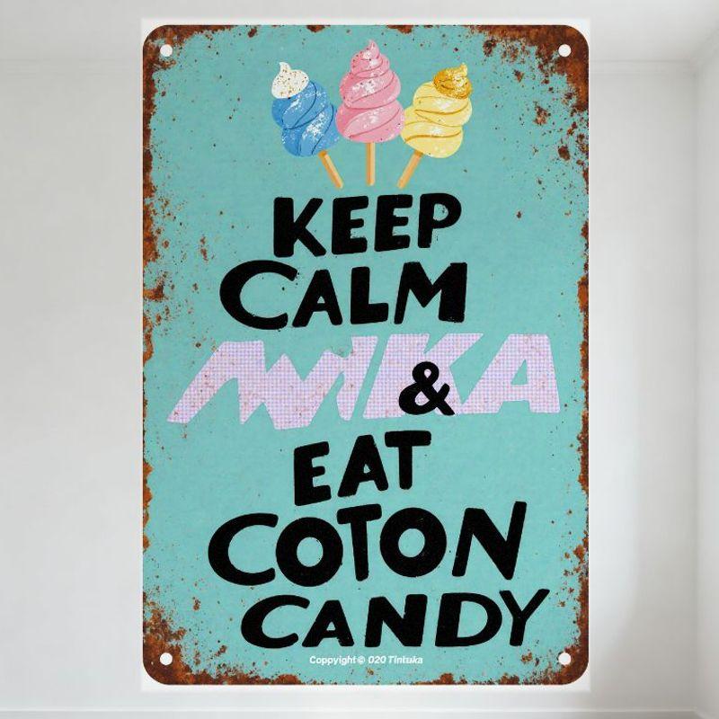 

Vintage Keep Calm Eat Cotton Candy Metal Tin Sign - Colorful Cotton Candy Cones Retro Plaque for Home Bar Cafe Man Cave Decor 20x30cm（7.8x11.8inch）