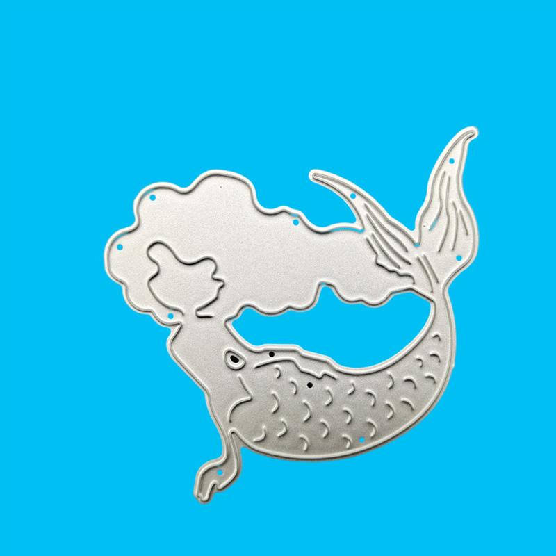 Mořská panna Fishtail Design Styl Kovová vyřezávací šablona pro DIY Scrapbooking Album Foto embossovací papír Card Craft Decor
