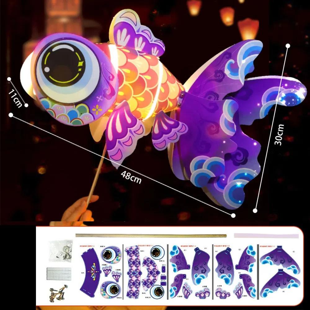 

Kawaii Goldfish Lantern Lamp Handmade DIY Lantern Materials Retro Koi Carp Lantern Home Decor Style 6
