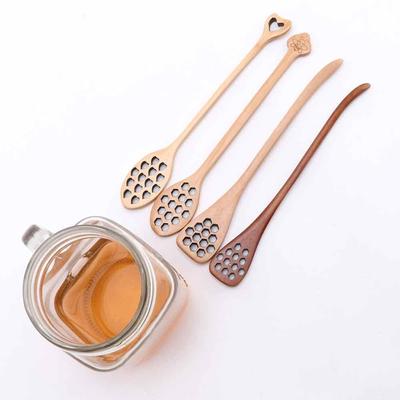 Comb Kitchen Wooden Long Handle Drizzler Handmade Mixing Stick Spoon Honey Dipper Stirrer