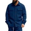 Mens Fleece Jacket Casual Solid Color Collared Single-Breasted Windproof Workwear Young Adults